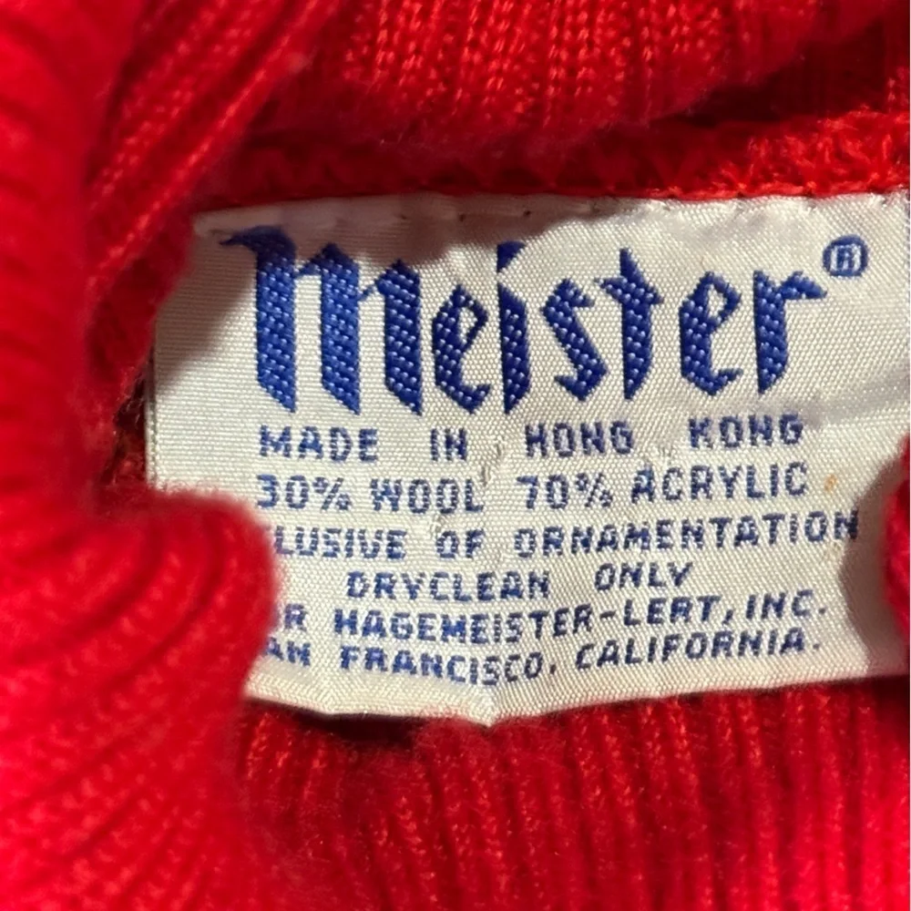 Meister red turtleneck sweater w/sunburst design on front. Sz S. Vintage. EUC. - Picture 10 of 10